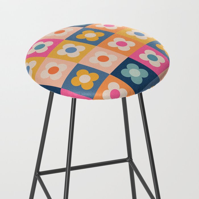 Floral checkerboard Stool Gallery Image 2