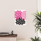 Bold Colorful Hot Pink Black Dahlia Flower Burst Petals Poster Gallery Image 2