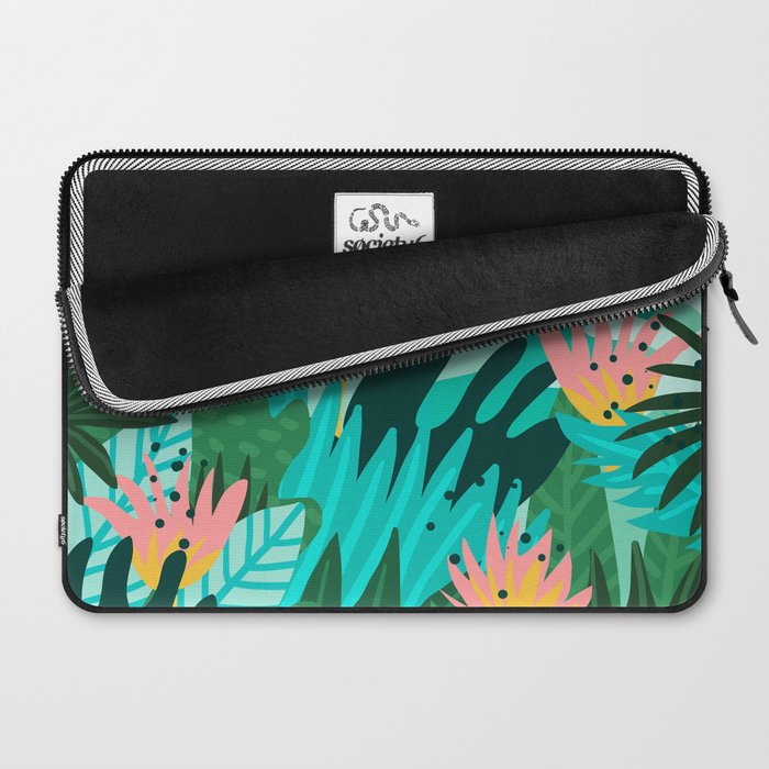 Let's Dance In The Sun, Wearing Wildflowers In Our Hair, Tropical Jungle Nature Botanical Painting Laptop Sleeve Gallery Image 2