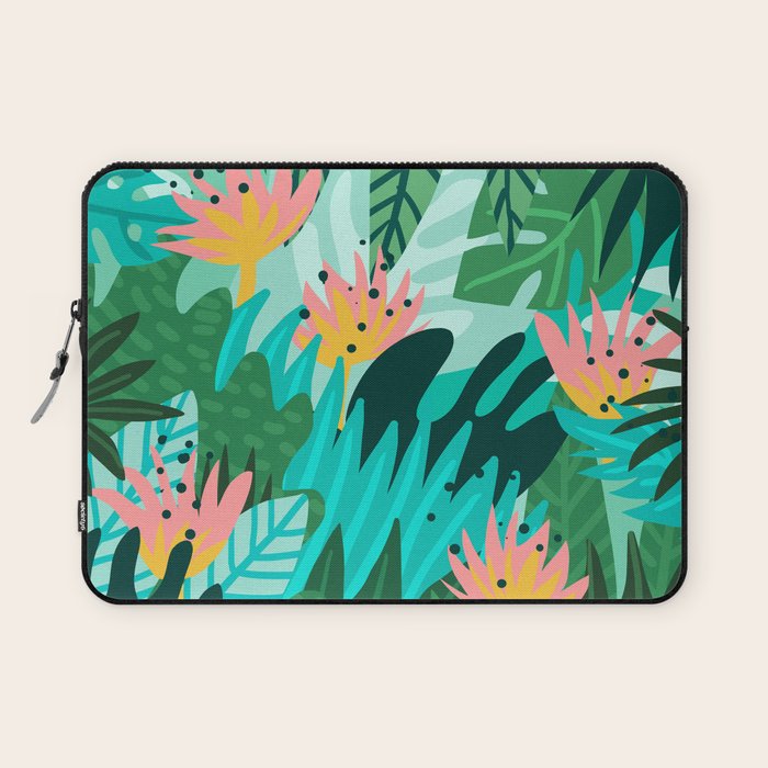 Let's Dance In The Sun, Wearing Wildflowers In Our Hair, Tropical Jungle Nature Botanical Painting Laptop Sleeve Gallery Image 1
