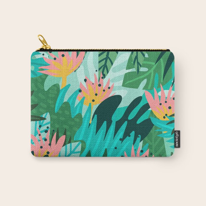 Let's Dance In The Sun, Wearing Wildflowers In Our Hair, Tropical Jungle Nature Botanical Painting Carry All Pouch Gallery Image 1