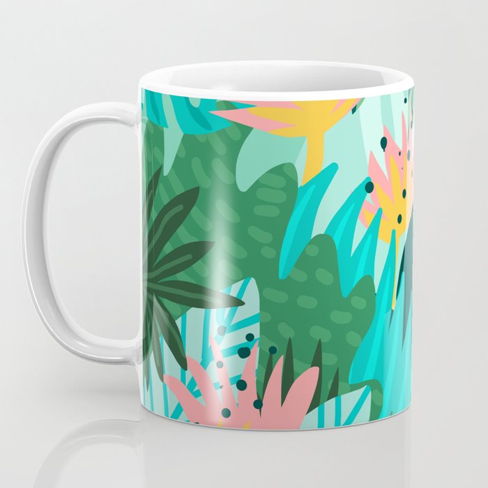 Let's Dance In The Sun, Wearing Wildflowers In Our Hair, Tropical Jungle Nature Botanical Painting Coffee Mug Gallery Image 3