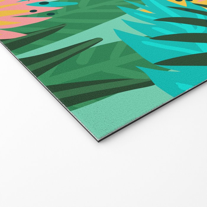 Let's Dance In The Sun, Wearing Wildflowers In Our Hair, Tropical Jungle Nature Botanical Painting Welcome Mat Gallery Image 2