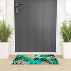 Let's Dance In The Sun, Wearing Wildflowers In Our Hair, Tropical Jungle Nature Botanical Painting Welcome Mat Gallery Image 3