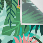 Let's Dance In The Sun, Wearing Wildflowers In Our Hair, Tropical Jungle Nature Botanical Painting Wall Tapestry Gallery Image 3