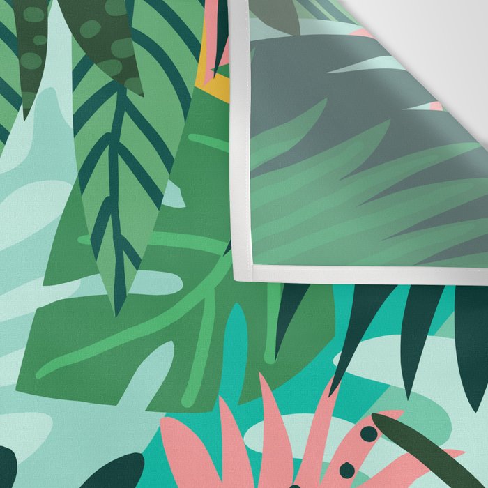 Let's Dance In The Sun, Wearing Wildflowers In Our Hair, Tropical Jungle Nature Botanical Painting Wall Tapestry Gallery Image 3