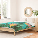 Let's Dance In The Sun, Wearing Wildflowers In Our Hair, Tropical Jungle Nature Botanical Painting Duvet Cover Gallery Image 2