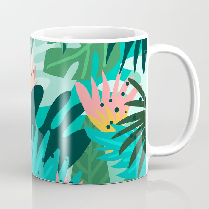 Let's Dance In The Sun, Wearing Wildflowers In Our Hair, Tropical Jungle Nature Botanical Painting Coffee Mug Gallery Image 1