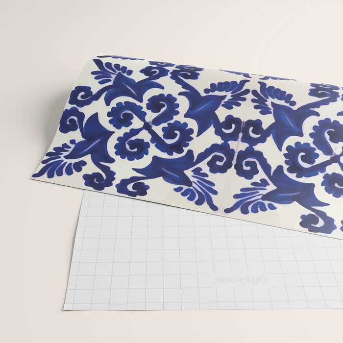 Talavera mexican tile traditional blue ceramic mosaic Wrapping Paper Gallery Image 2