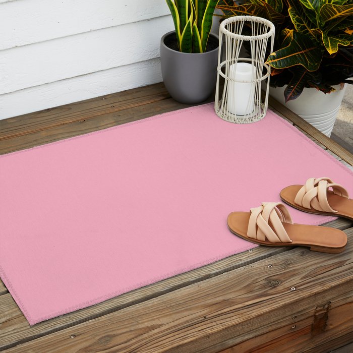Pink All the Time Pretty Solid Color Outdoor Rug Gallery Image 2