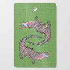 Crocodiles (Textured Green and Pink) Cutting Board Gallery Image 1
