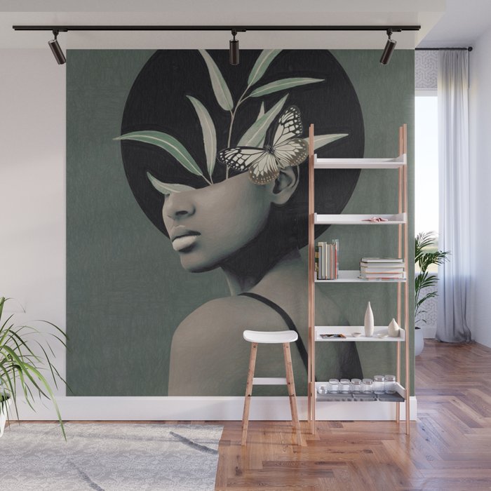 Lady With Butterfly  Wall Mural Gallery Image 1