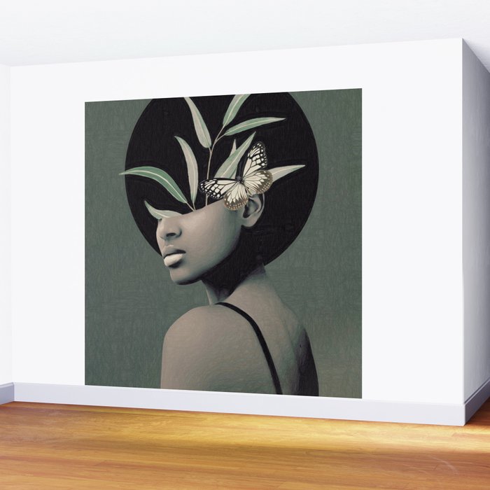 Lady With Butterfly  Wall Mural Gallery Image 2
