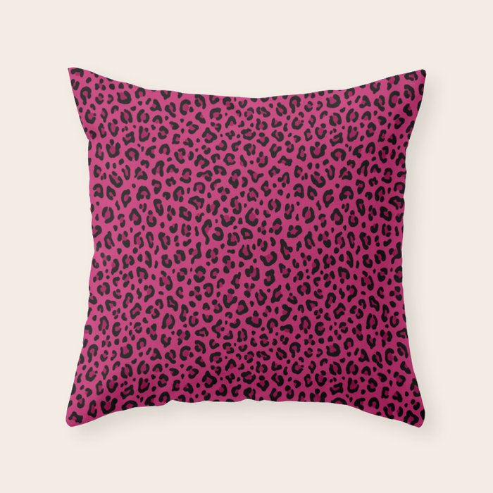 PINK LEOPARD PRINT â Hot Pink | Collection : Punk Rock Animal Prints | Throw Pillow Gallery Image 1