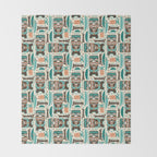 Tiki Hut Cream Aqua Throw Blanket Gallery Image 2