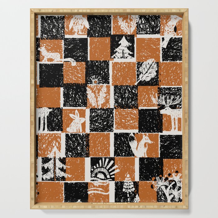 Black Forest check Serving Tray Gallery Image 1