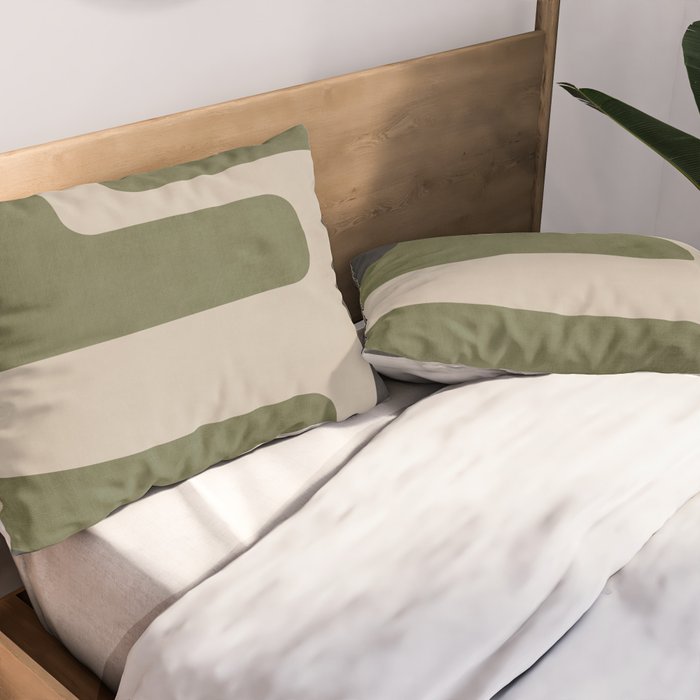 Olive Green Black Abstract Modern Artwork Pillow Sham Gallery Image 2
