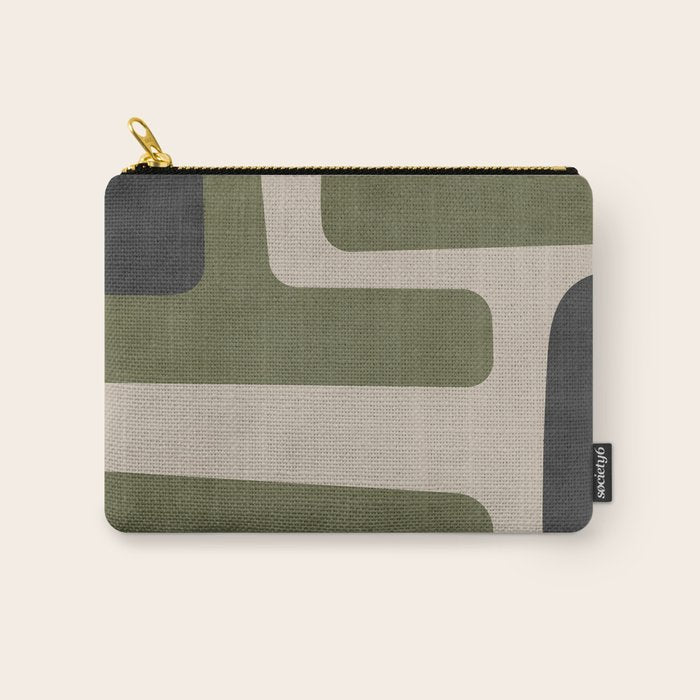 Olive Green Black Abstract Modern Artwork Carry All Pouch Gallery Image 1