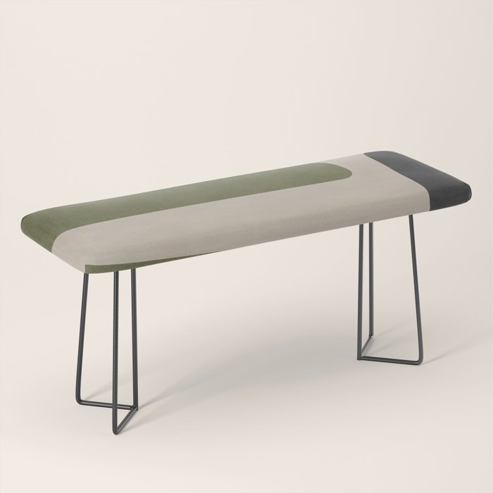 Olive Green Black Abstract Modern Artwork Bench Gallery Image 1