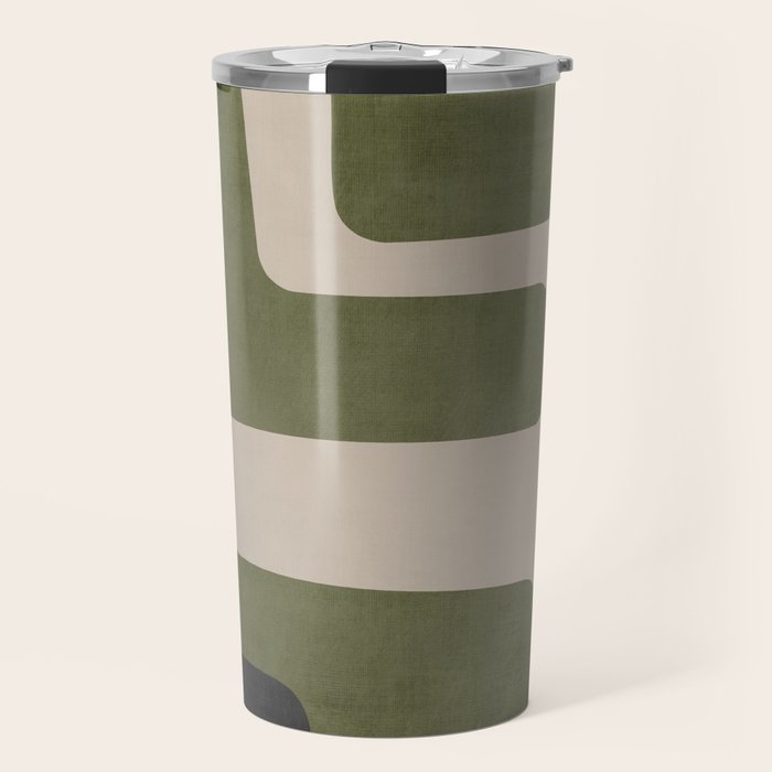 Olive Green Black Abstract Modern Artwork Travel Mug Gallery Image 1