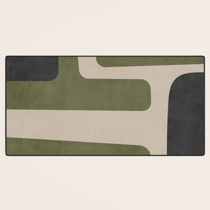 Olive Green Black Abstract Modern Artwork Desk Mat Gallery Image 3