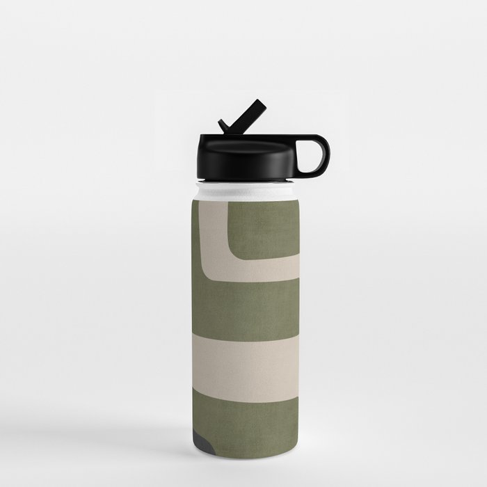 Olive Green Black Abstract Modern Artwork Water Bottle Gallery Image 1