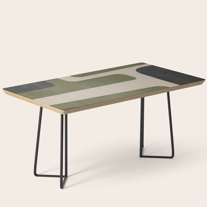 Olive Green Black Abstract Modern Artwork Coffee Table Gallery Image 1