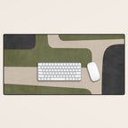 Olive Green Black Abstract Modern Artwork Desk Mat Gallery Image 1