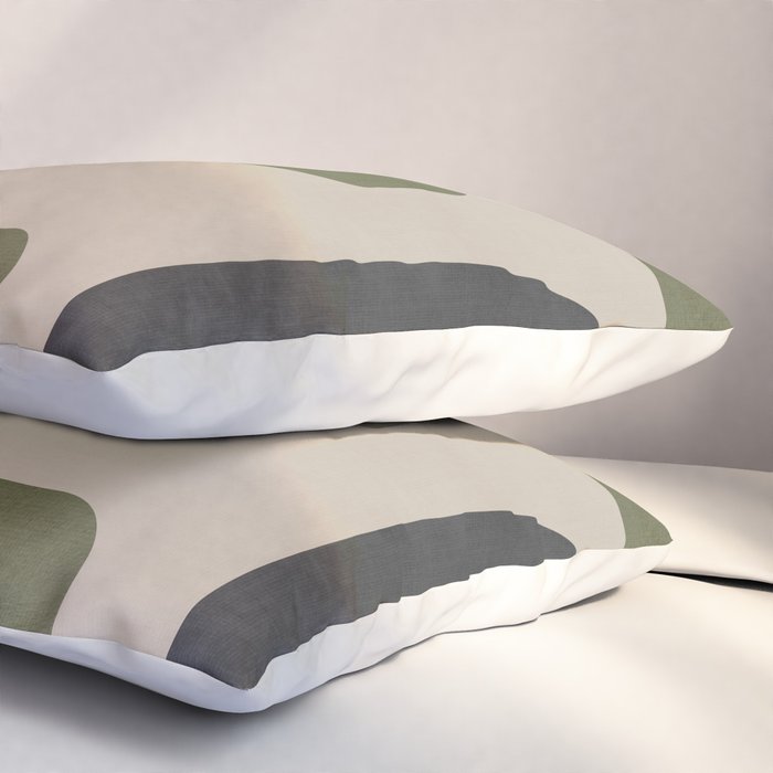 Olive Green Black Abstract Modern Artwork Pillow Sham Gallery Image 3