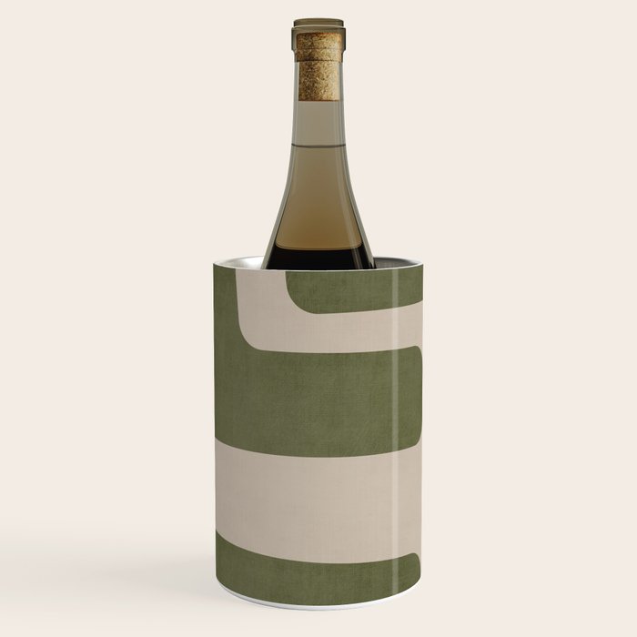 Olive Green Black Abstract Modern Artwork Wine Chiller Gallery Image 1