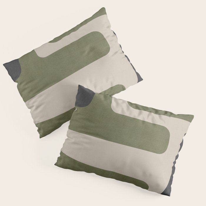 Olive Green Black Abstract Modern Artwork Pillow Sham Gallery Image 3