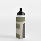 Olive Green Black Abstract Modern Artwork Water Bottle Gallery Image 2