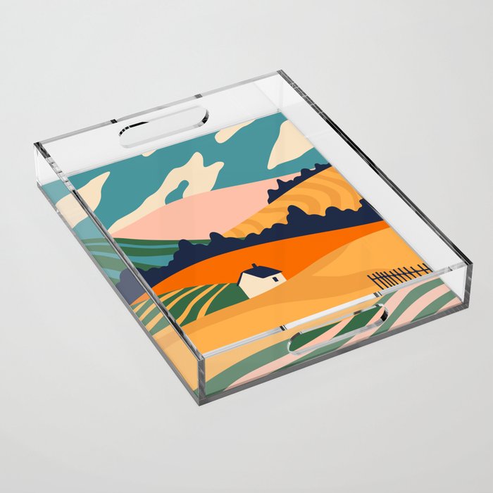 Abstract nature field landscape art Acrylic Tray Gallery Image 1