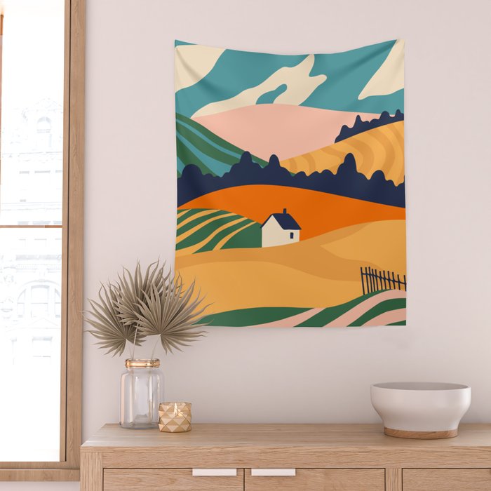 Abstract nature field landscape art Wall Tapestry Gallery Image 2