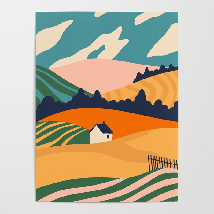 Abstract nature field landscape art Poster Gallery Image 1