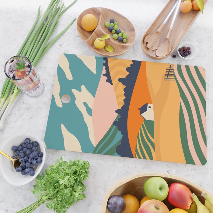 Abstract nature field landscape art Cutting Board Gallery Image 2