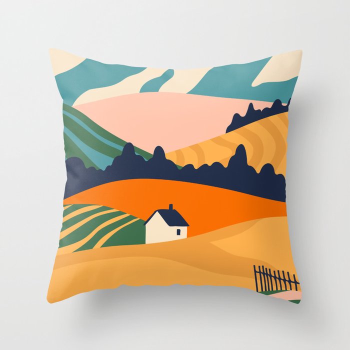 Abstract nature field landscape art Throw Pillow Gallery Image 6