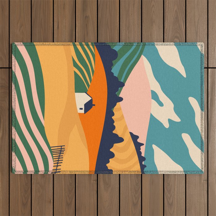 Abstract nature field landscape art Outdoor Rug Gallery Image 1