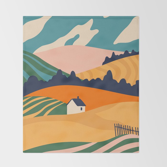 Abstract nature field landscape art Throw Blanket Gallery Image 2