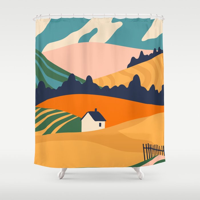 Abstract nature field landscape art Shower Curtain Gallery Image 1