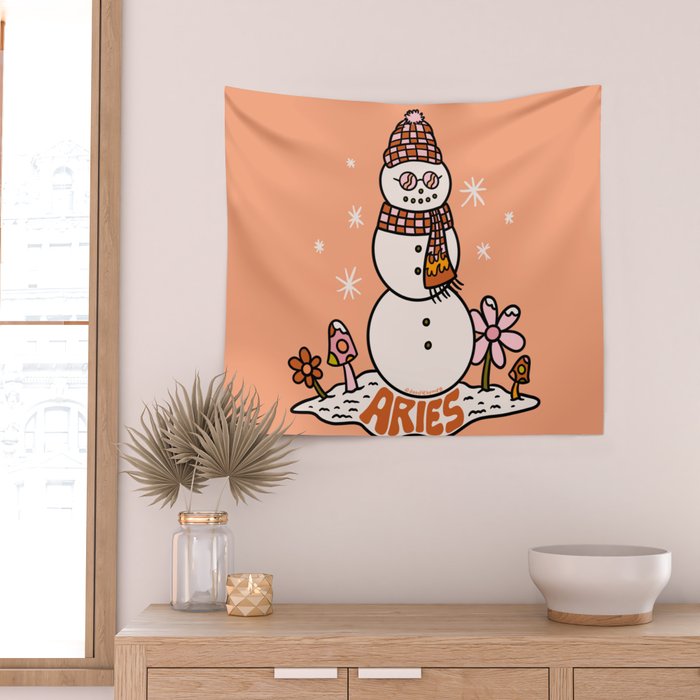 Aries Snowman Wall Tapestry Gallery Image 2
