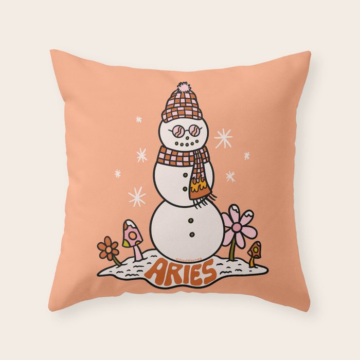 Aries Snowman Throw Pillow Gallery Image 1