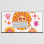 Retro Suns - Pink and Yellow Desk Mat Gallery Image 1