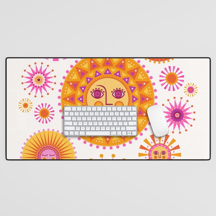 Retro Suns - Pink and Yellow Desk Mat Gallery Image 1