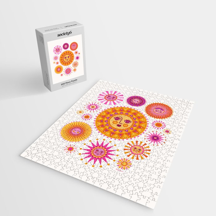 Retro Suns - Pink and Yellow Jigsaw Puzzle Gallery Image 2