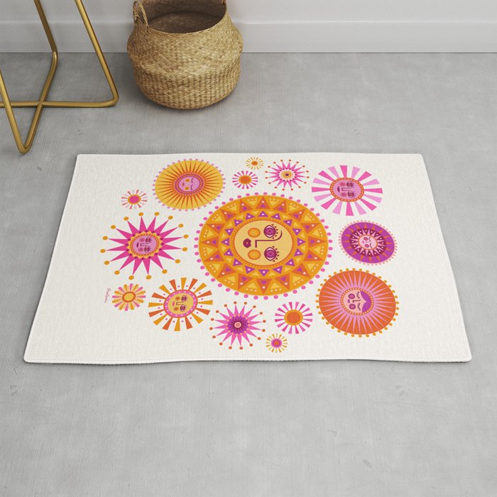Retro Suns - Pink and Yellow Rug Gallery Image 1