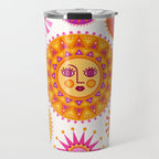 Retro Suns - Pink and Yellow Travel Mug Gallery Image 1