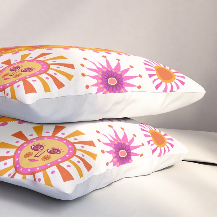 Retro Suns - Pink and Yellow Pillow Sham Gallery Image 3