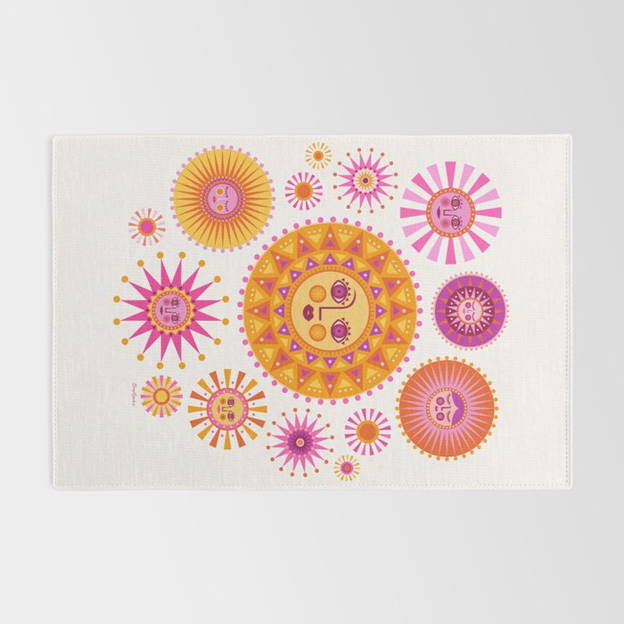 Retro Suns - Pink and Yellow Rug Gallery Image 2