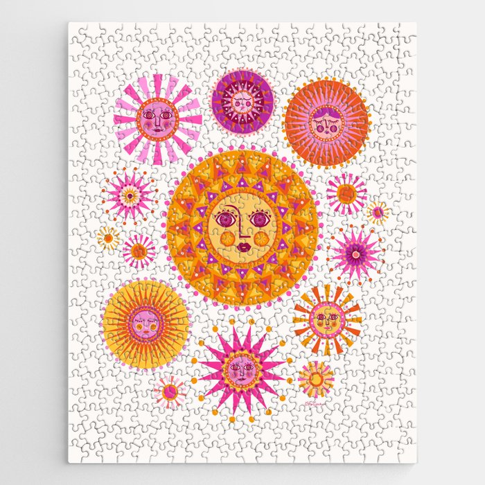 Retro Suns - Pink and Yellow Jigsaw Puzzle Gallery Image 1